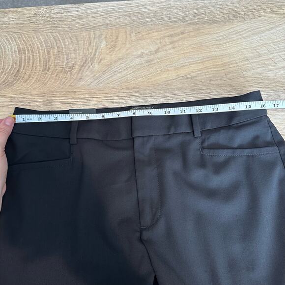 Banana Republic Petite Siena Slim Straight Ankle Wool Trouser Pant black 10 - Picture 7 of 9